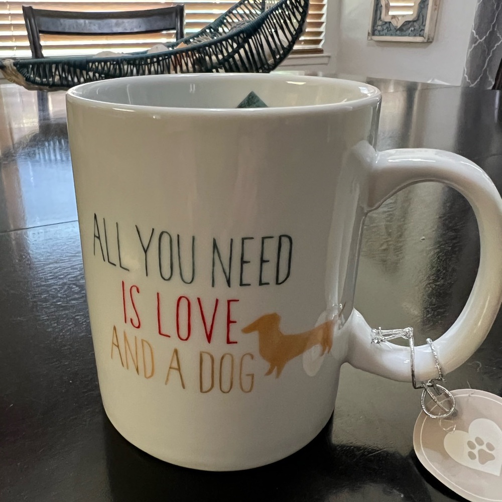 Fringe dachshund mug ALL YOU NEED IS ❤️ and A DOG NEW